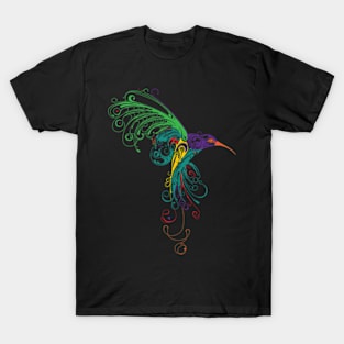 Colorful Hummingbird Drawing T-Shirt